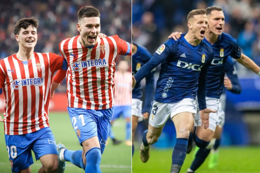 Sporting y Oviedo celebran un gol