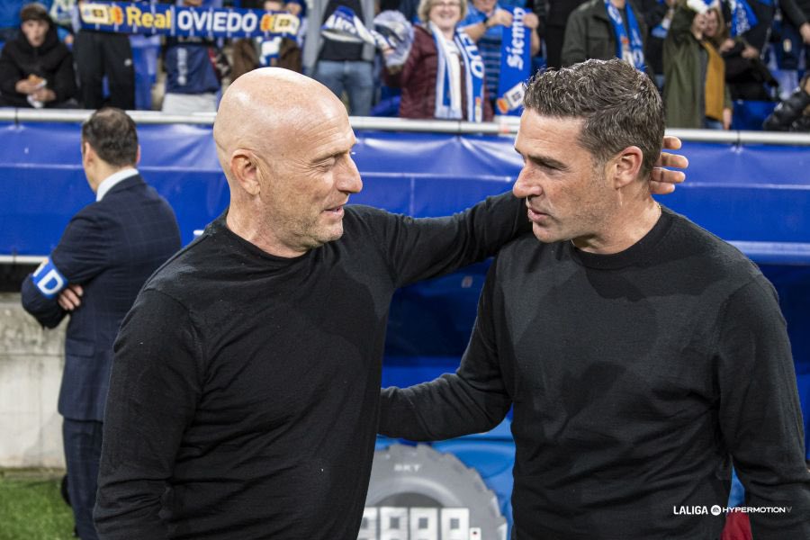 Luis Carrión y Julián Calero, esta noche, en el Carlos Tartiere