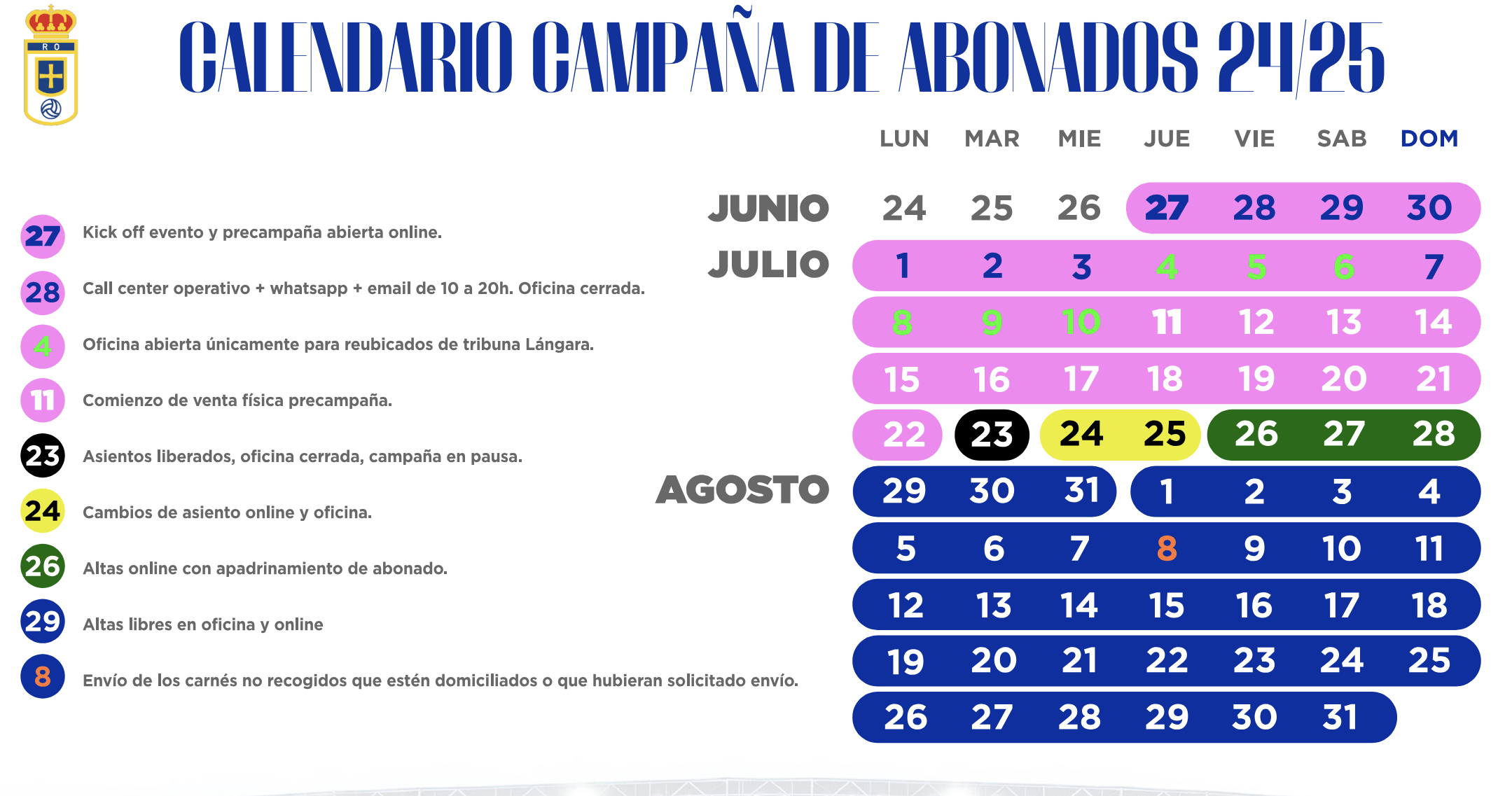 calendario abonados oviedo